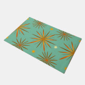Retro Teal Orange Starburst Pattern Fußmatte (Schrägansicht)