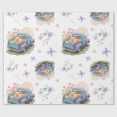 Retro Teal & Purple Truck with Easter Eggs Geschenkpapier (Flach)