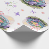 Retro Teal & Purple Truck with Easter Eggs Geschenkpapier (Ecke)