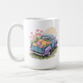 Retro Teal & Purple Truck with Easter Eggs Kaffeetasse (Links)