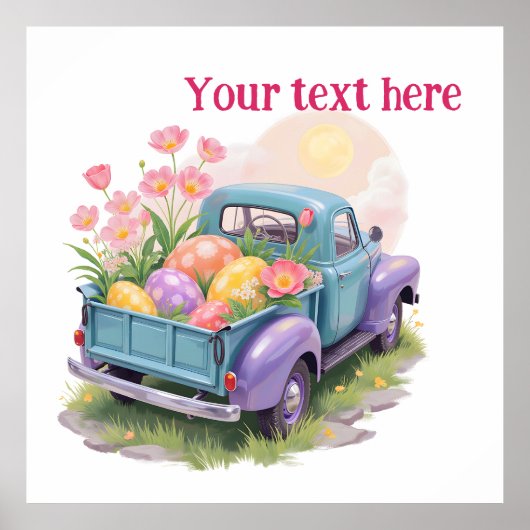 Retro Teal & Purple Truck with Easter Eggs Poster (Vorne)