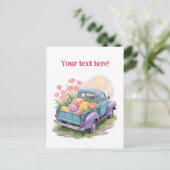 Retro Teal & Purple Truck with Easter Eggs Postkarte (Stehend Vorderseite)