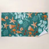 Retro Teal Summer Trip Beach Vibes Vacation Strandtuch (Vorderseite)