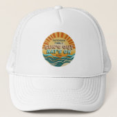 Retro Teal Sunburst Family Beach Summer Vacation   Truckerkappe (Vorderseite)