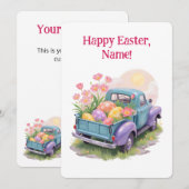 Retro Teal- und LKW mit Ostereiern Einladung (Vorne/Hinten)