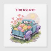 Retro Teal- und LKW mit Ostereiern Magnetkarte (Vorderseite)