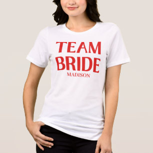 Retro Team Braut Junggesellinnenabschied Rot Pink Tri-Blend Shirt