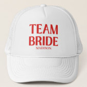 Retro Team Bride Bachelorette Red Pink Truckerkappe (Vorderseite)