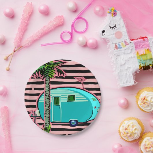 Retro Teardrop-Camper Pappteller (Party)