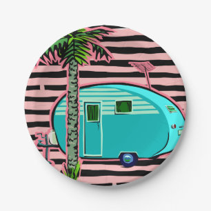 Retro Teardrop-Camper Pappteller
