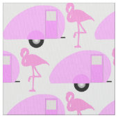 Retro Teardrop Camper Pink Flamingo Stoff (Nahaufnahme)