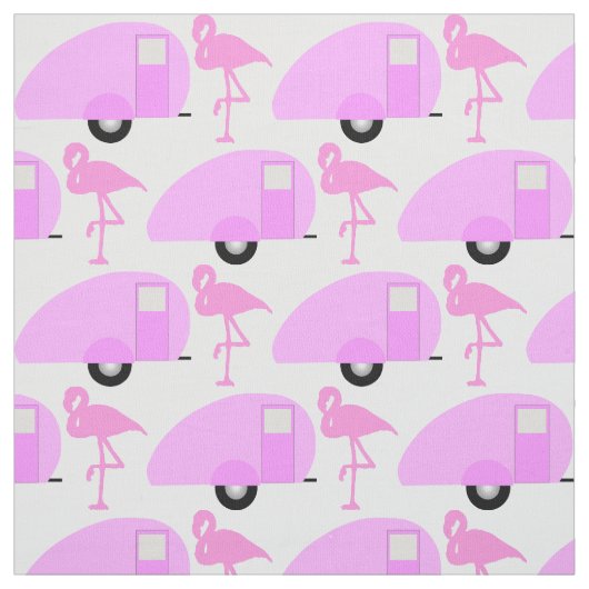 Retro Teardrop Camper Pink Flamingo Stoff (Muster)