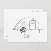 Retro Teardrop Camper Postkarte (Vorne/Hinten)