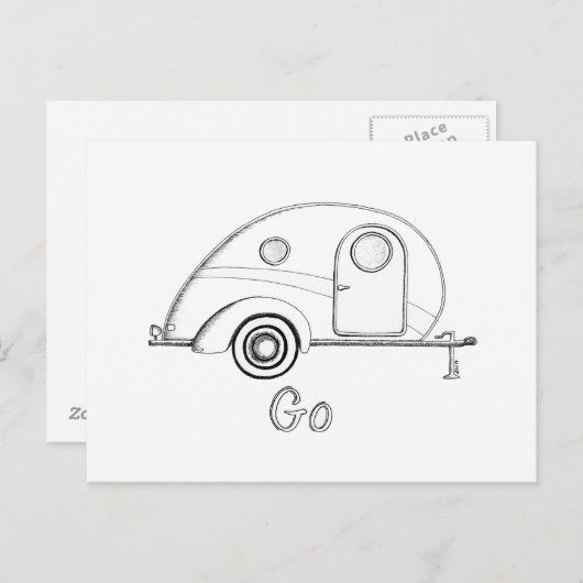 Retro Teardrop Camper Postkarte (Vorne/Hinten)