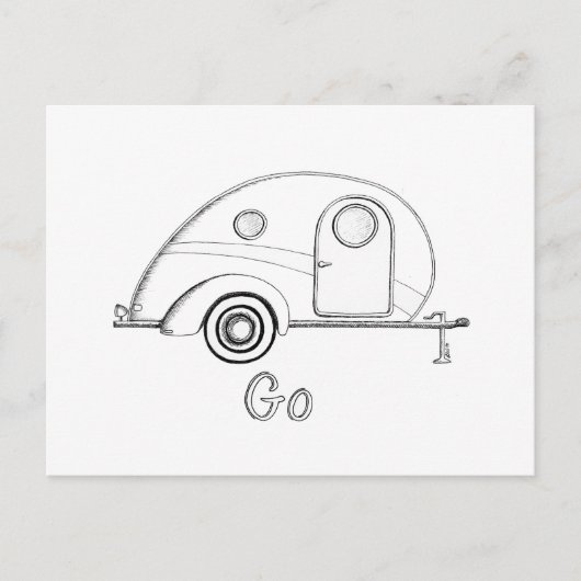 Retro Teardrop Camper Postkarte (Vorderseite)