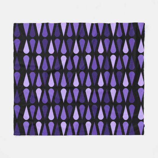 Retro Teardrops Black Indigo Fleecedecke (Vorderseite (Horizontal))