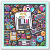 Retro Tech Playground: Nostalgische Odyssey der 90 Aufkleber (Vorderseite)