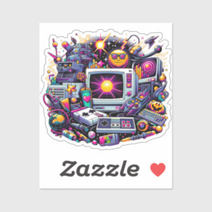 Retro Tech Playground: Nostalgische Odyssey der 90 Aufkleber