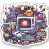 Retro Tech Playground: Nostalgische Odyssey der 90 Aufkleber (Vorderseite)