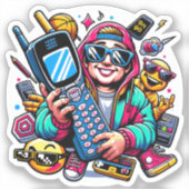 Retro Tech Playground: Nostalgische Odyssey der 90 Aufkleber (Vorderseite)