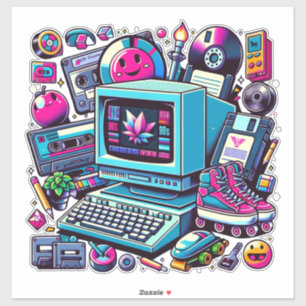 Retro Tech Playground: Nostalgische Odyssey der 90 Aufkleber