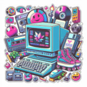 Retro Tech Playground: Nostalgische Odyssey der 90 Aufkleber (Vorderseite)