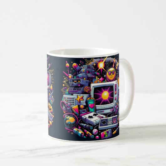 Retro Tech Playground: Nostalgische Odyssey der 90 Kaffeetasse (VorderseiteRechts)