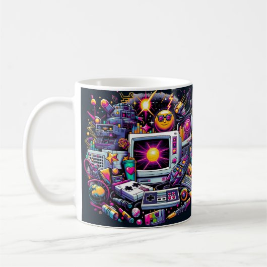 Retro Tech Playground: Nostalgische Odyssey der 90 Kaffeetasse (Links)