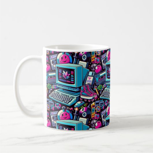 Retro Tech Playground: Nostalgische Odyssey der 90 Kaffeetasse (Links)