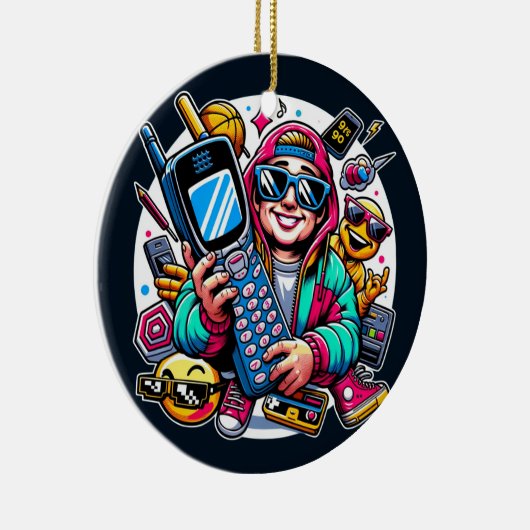 Retro Tech Playground: Nostalgische Odyssey der 90 Keramik Ornament (Rechts)