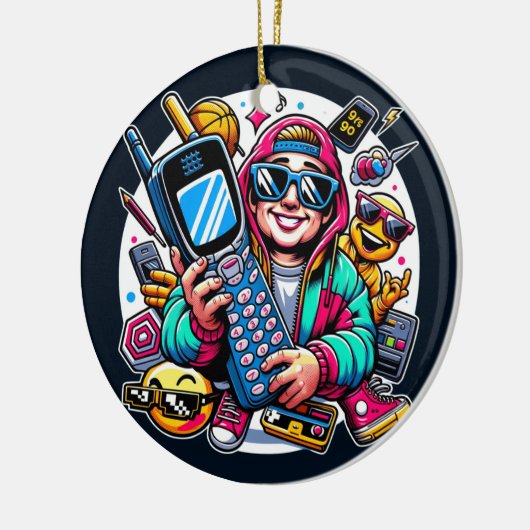 Retro Tech Playground: Nostalgische Odyssey der 90 Keramik Ornament (Links)