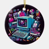 Retro Tech Playground: Nostalgische Odyssey der 90 Keramik Ornament (Vorne)