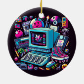 Retro Tech Playground: Nostalgische Odyssey der 90 Keramik Ornament (Hinten)