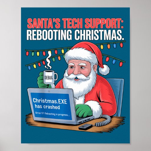 Retro Tech Support s Santa Rebooting Poster (Vorne)