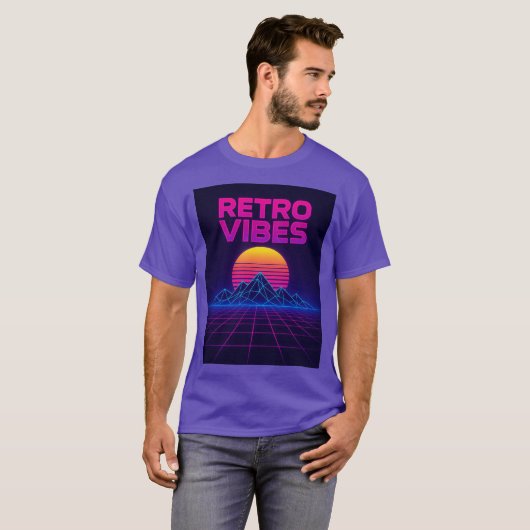 Retro Tech Vibes Neon Synthwave Design T - Shirt (Vorne ganz)