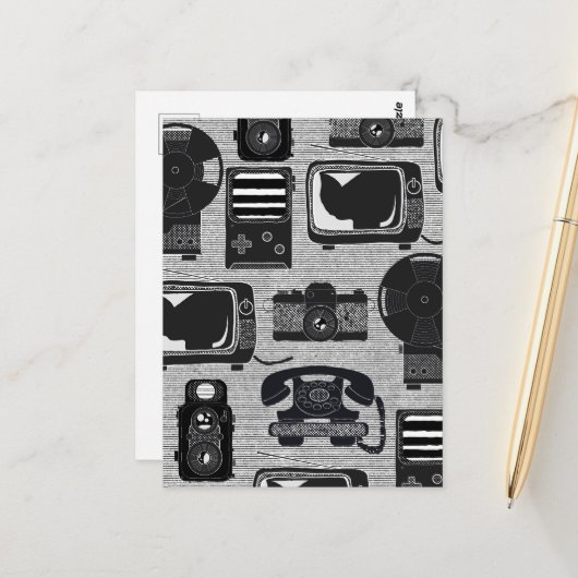 Retro-Technologie Postkarte (Vorderseite/Rückseite Beispiel)