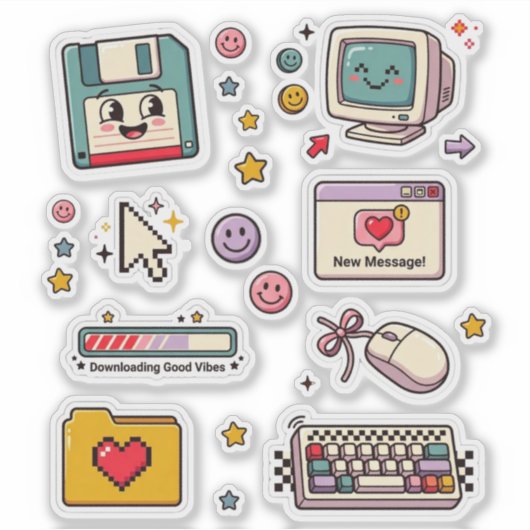 Retro Technology Sticker Sheet (Vorderseite)