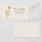 Retro Teddy Bear Baby girl shower Diaper Raffle Begleitkarte (Vorne/Hinten)