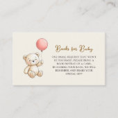 Retro Teddy Bear pink Baby Shower Book Request Begleitkarte (Vorderseite)