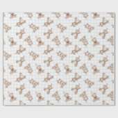 Retro Teddybär Nostalgie Rüschen kariert  Geschenkpapier (Flach)