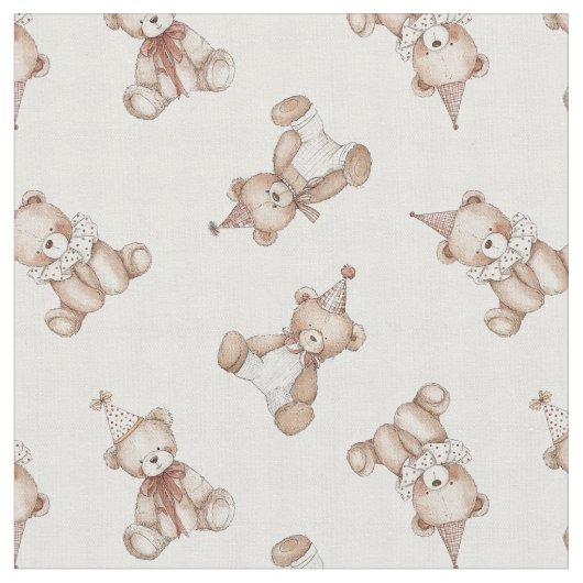 Retro Teddybär Nostalgie Rüschen kariert  Stoff (Nahaufnahme)