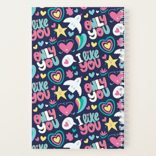 Retro Tee Liebe Niedlich Rainbow Herzmuster Notizblock (Rückseite)