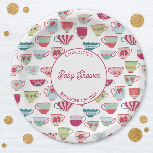 Retro Tee Party Babydusche Pappteller