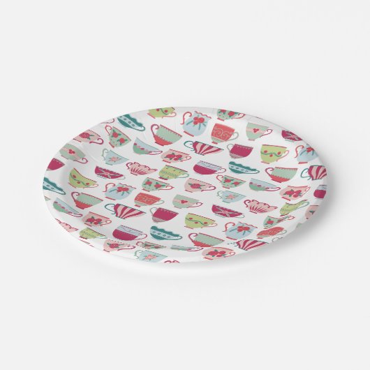 Retro Tee Party Pastel Pappteller (Schrägansicht)