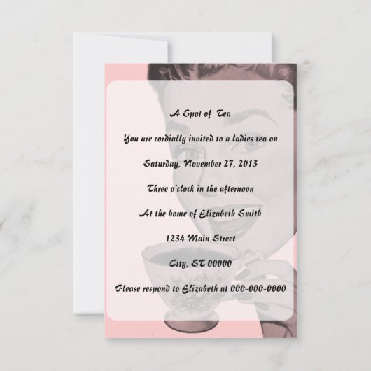 Retro Tee Party V2 Einladung (Rückseite)