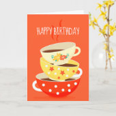 Retro Tee Vintage Teebecher Geburtstagskunst Karte (Gelbe Blume)