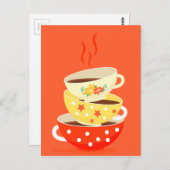 Retro Tee Vintage Teebecher whimsical Art Postkarte (Vorne/Hinten)