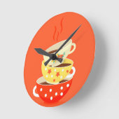 Retro Tee Vintage Teebecher whimsical Art Runde Wanduhr (Winkel)