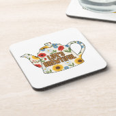 Retro Teekanne Leben breit Design Getränkeuntersetzer (Linke Seite)