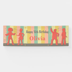 Retro-Teen-Disco-Tanz-Geburtstagsbanner Banner